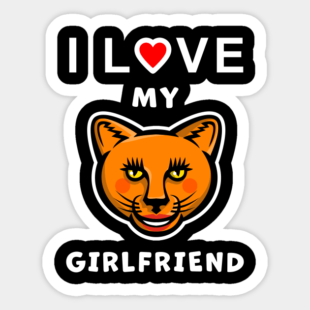 I Love my Cougar Girlfriend funny graphic t-shirt, to show your love for your older partner. Sticker by Cat In Orbit ®